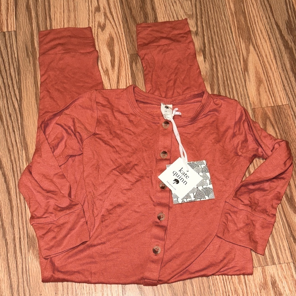 NWT Kate Quinn Terracotta Orange Henley bamboo one piece jumpsuit romper Size 3T